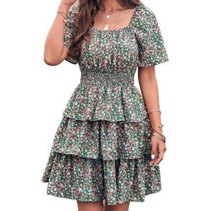 PrettyGarden Floral Midi Dress with Ruffles Size Medium